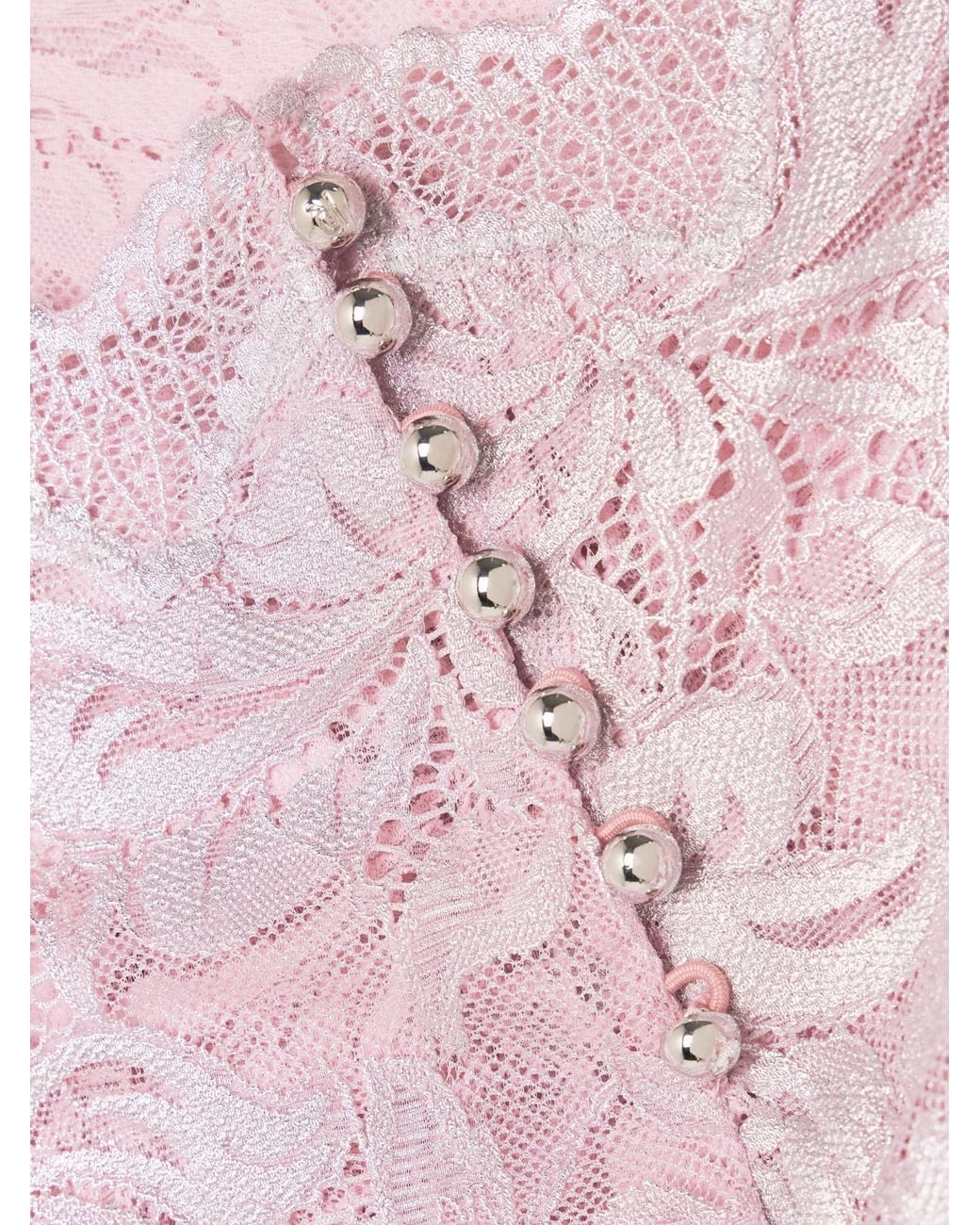 Rabanne Pink Scalloped Edge Midi Lace Skirt