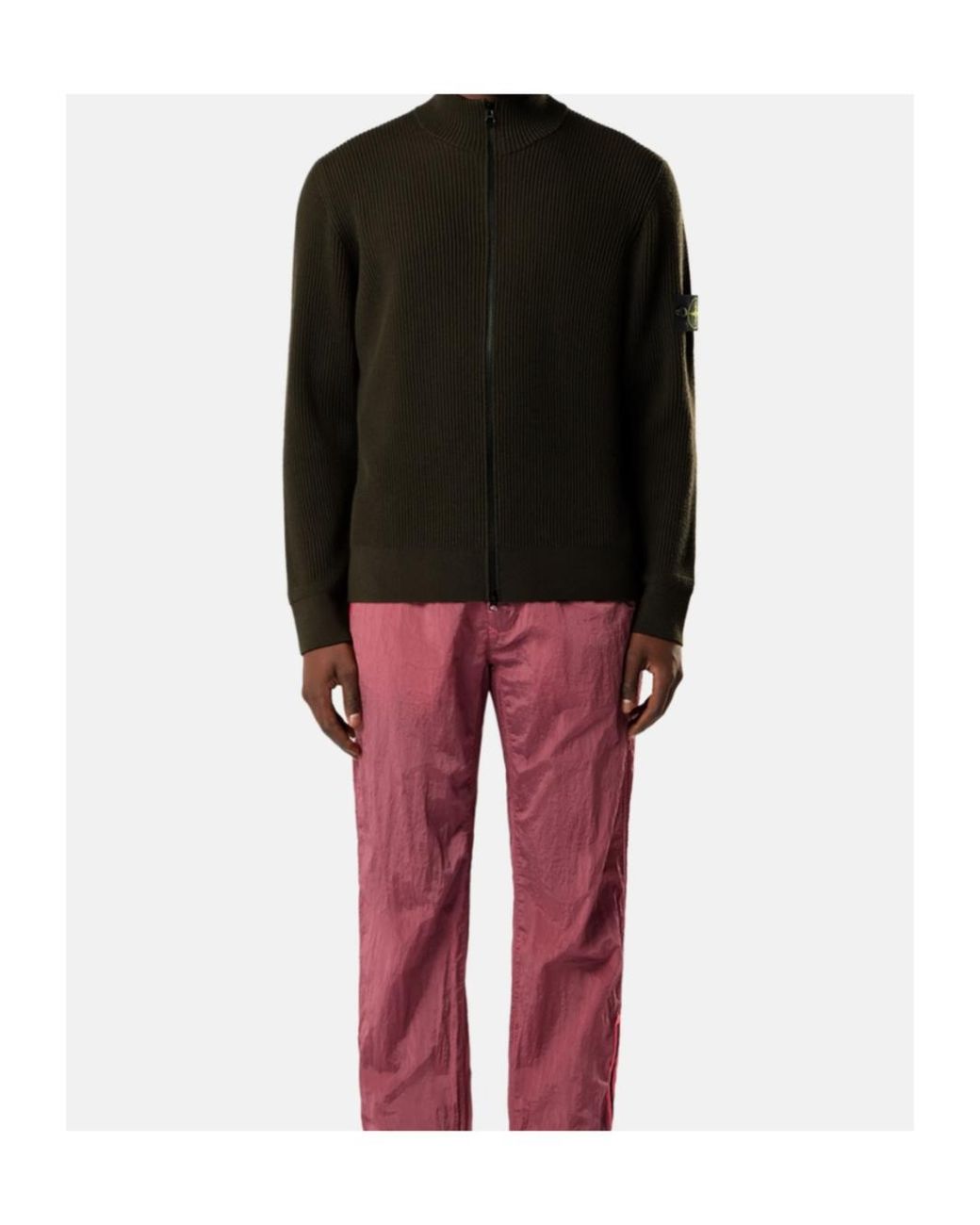 Stone Island Black Logo Patch Zip-Up Cardigan for men