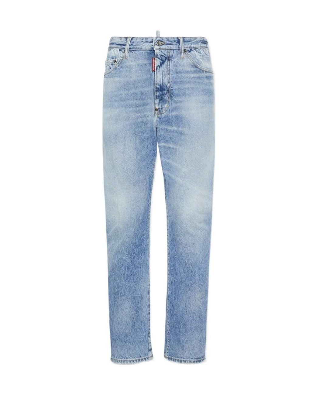 DSquared² Blue Straight Leg Logo Patch Jeans for men