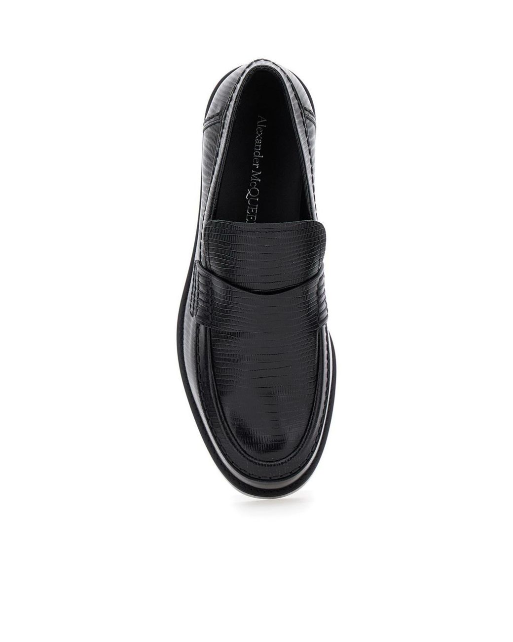 McQueen Black Embossed Slip-On Loafers for men