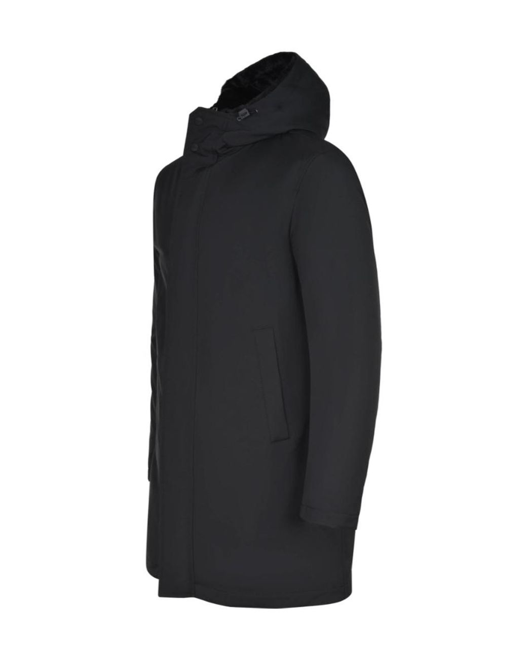 Herno Gray Light Faux Fur Hooded Long Parka for men