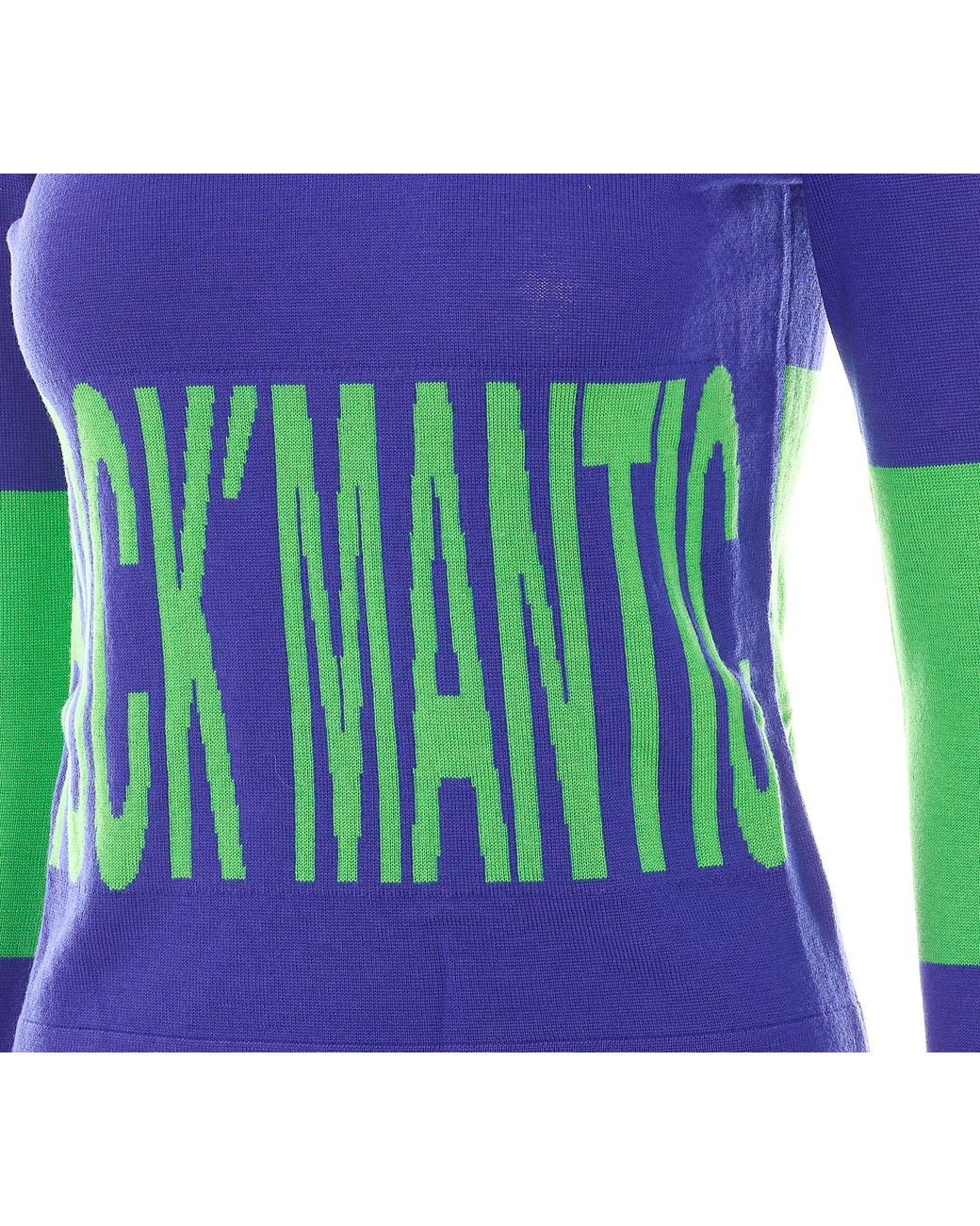 Patrizia Pepe Blue Color-Block Slogan Turtleneck Sweater