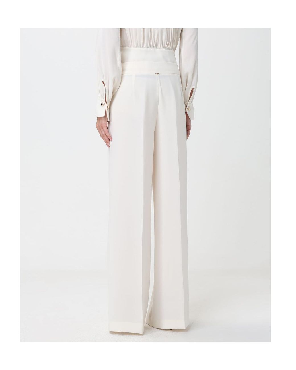 Twinset White Wide-Leg Tailored Trousers