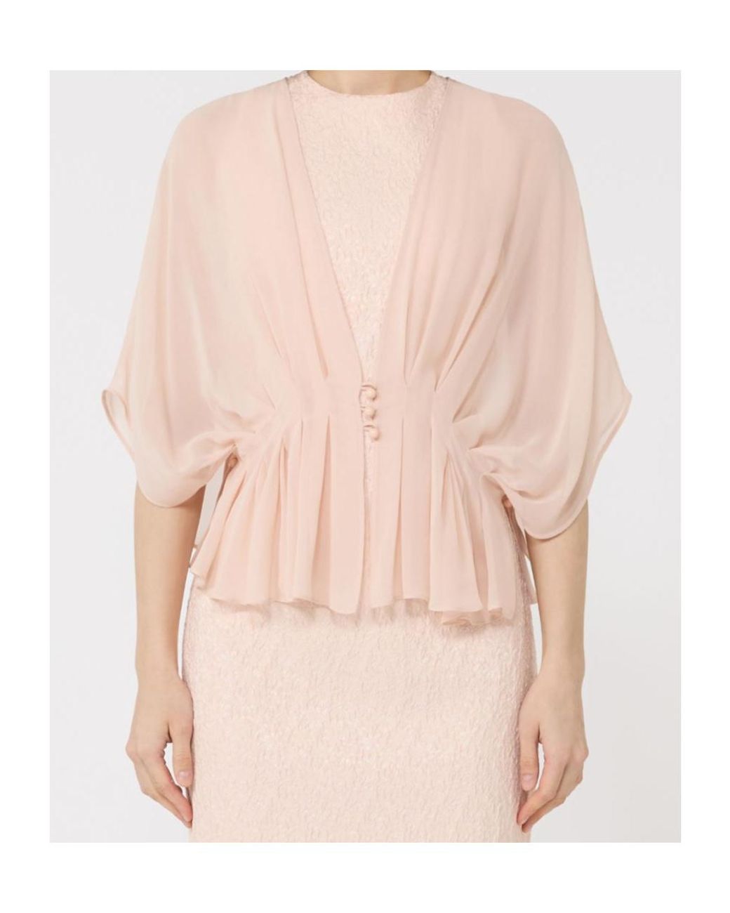 Max Mara Pink Buttoned Pleated Blouse