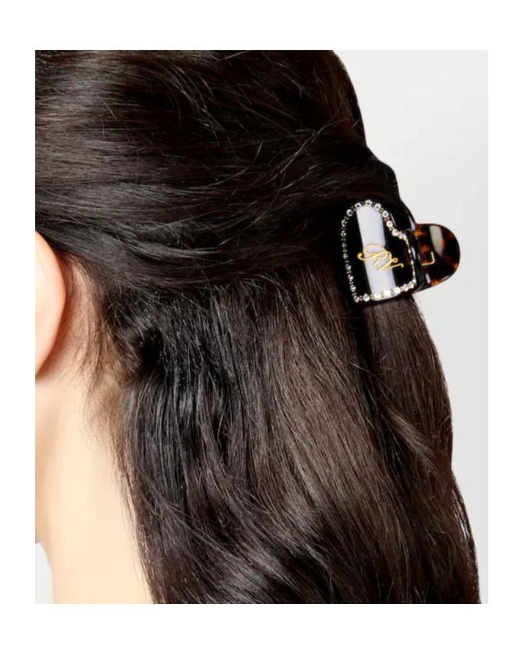 Roger Vivier Black Heart-Shaped Crystal-Embellished Hair Clip