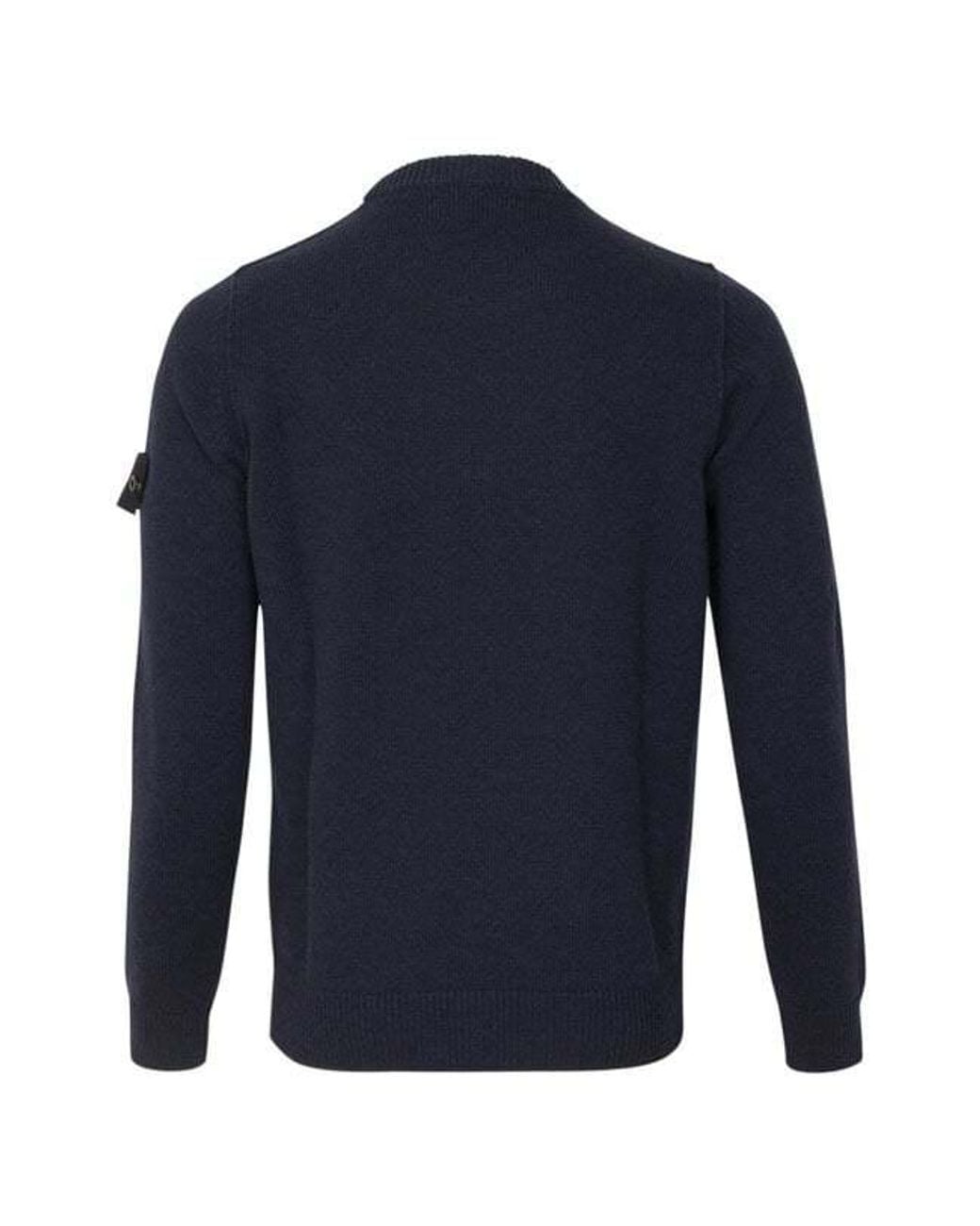 Stone Island Blue Logo Patch Crewneck Jumper for men