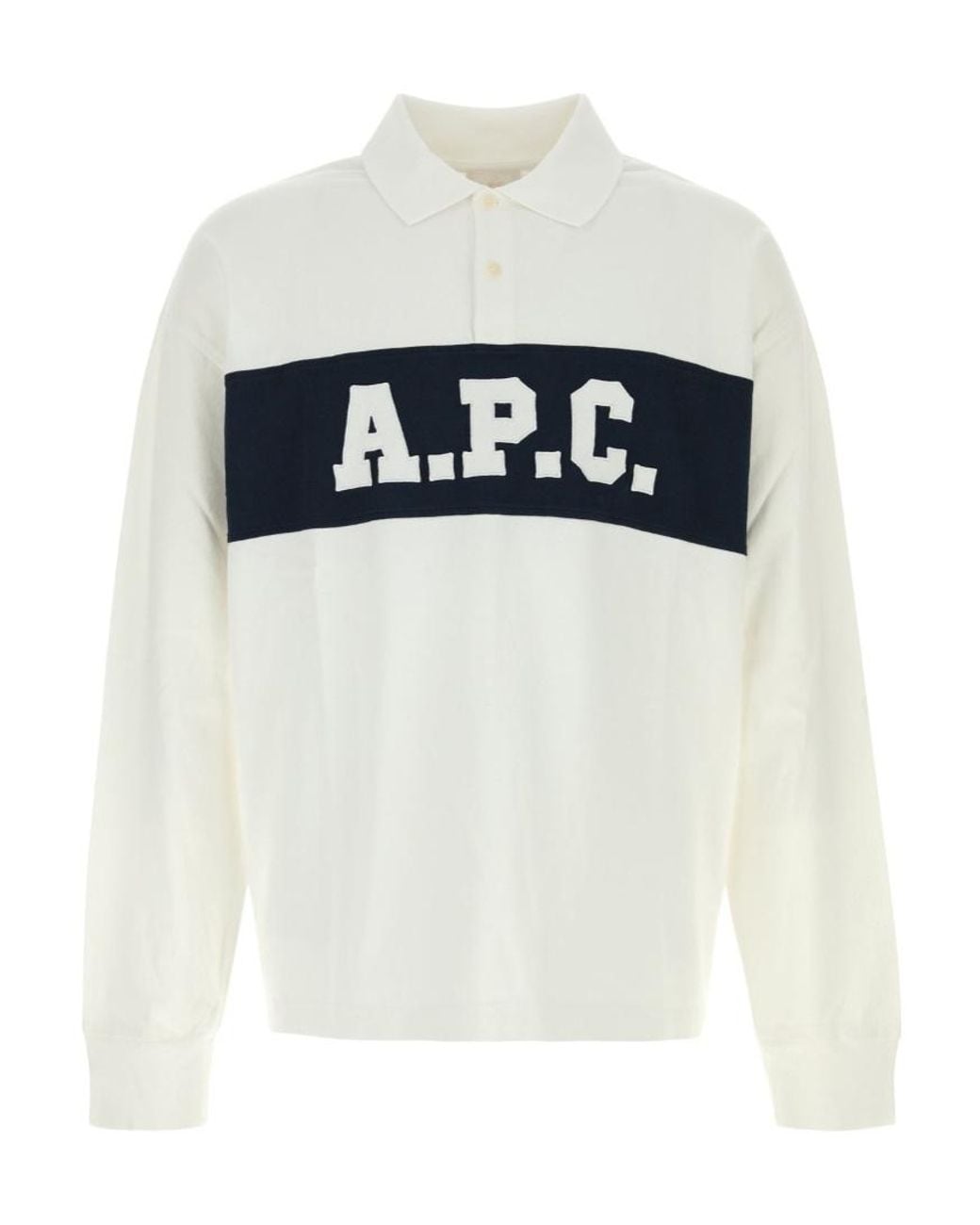 A.P.C. White Alexis Logo Long-Sleeve Polo Shirt for men
