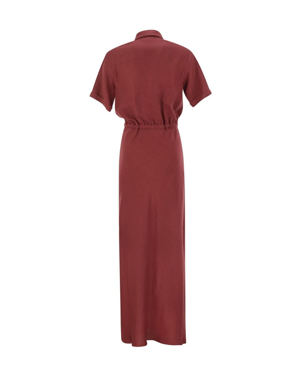 Brunello Cucinelli Red Drawstring Waist Maxi Dress