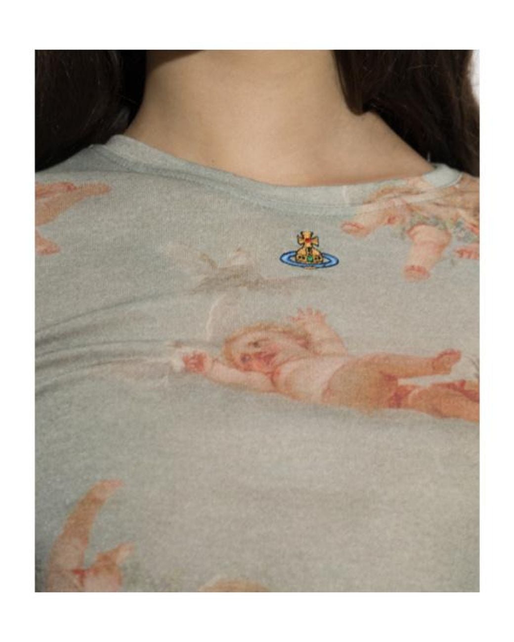 Vivienne Westwood Gray Baby Peru Cherub-Print T-Shirt