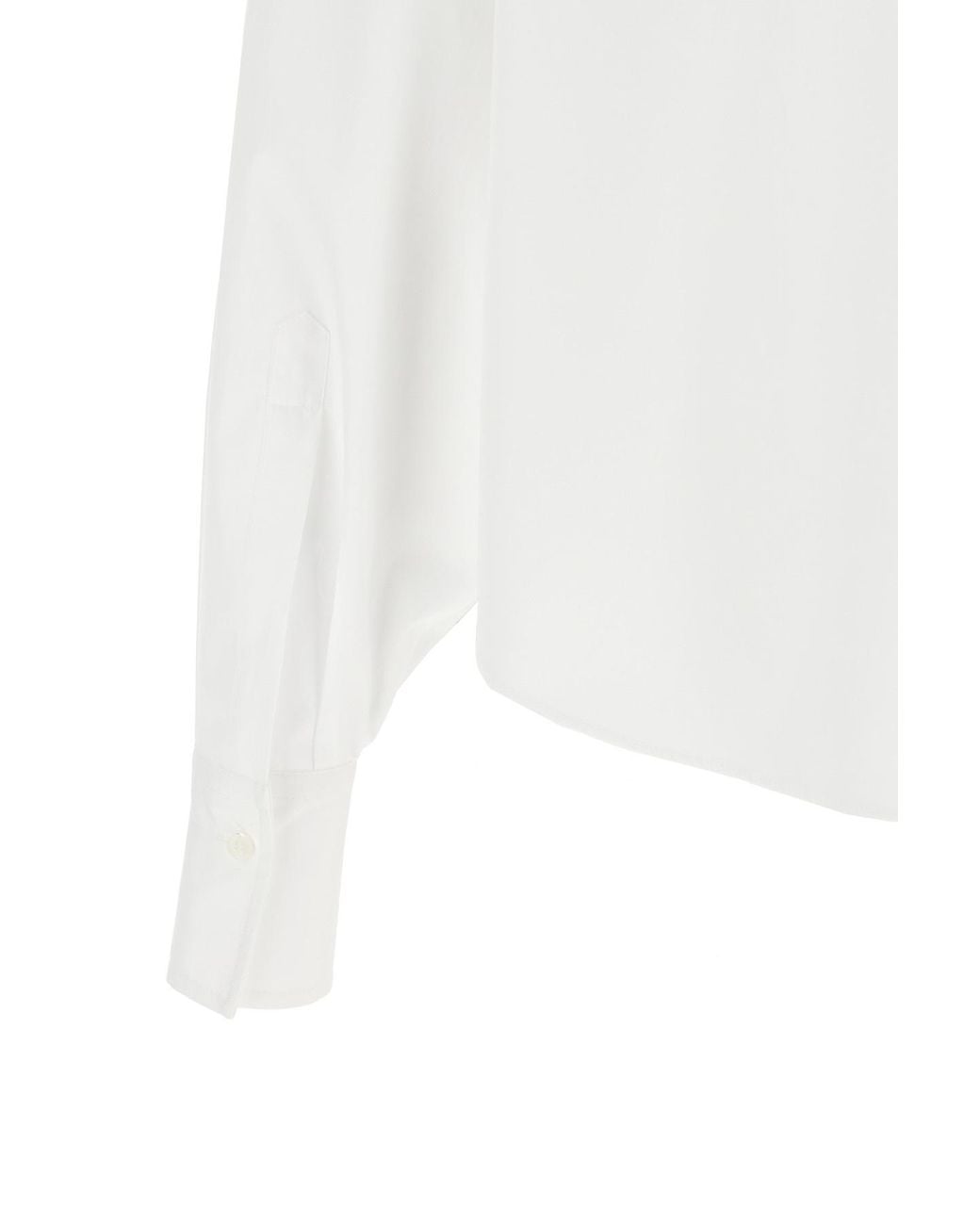Brunello Cucinelli White Monile-Trim Cropped Shirt