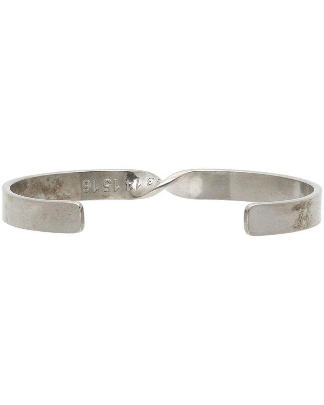 Maison Margiela White Logo Engraved Twisted Bracelet for men