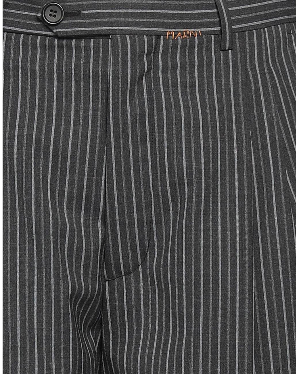 Marni Gray Striped Loose Straight-Leg Pants