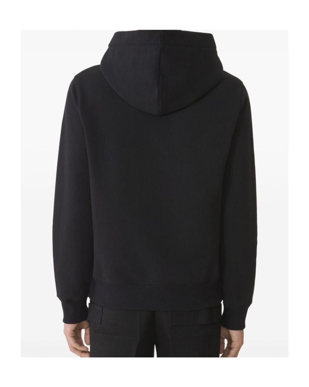 Lanvin Black Logo-Embroidered Kangaroo Pocket Hoodie for men