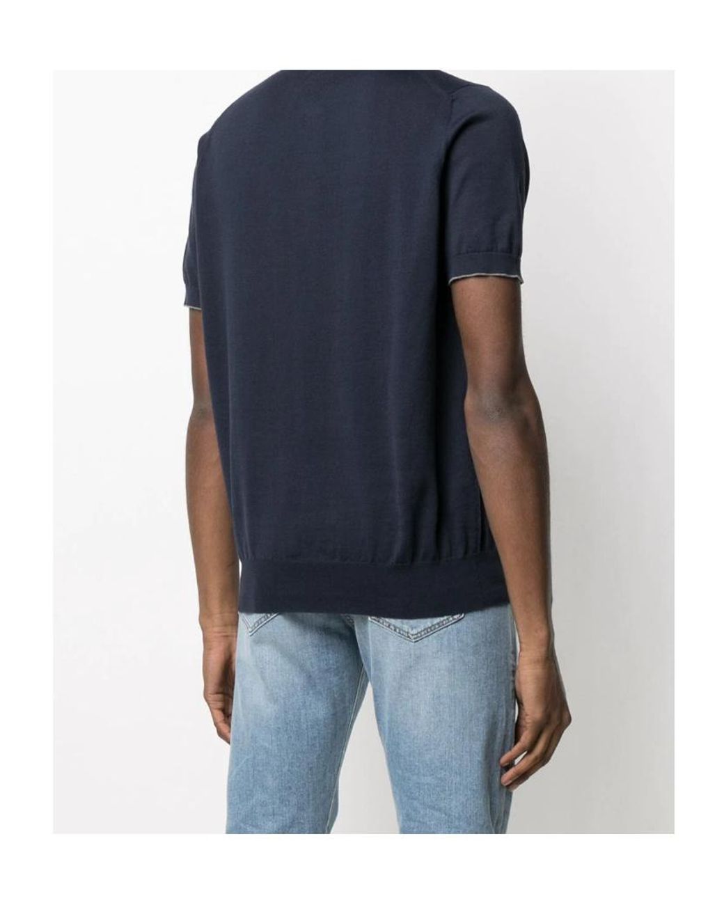 Brunello Cucinelli Blue Short Sleeved Buttoned Polo Shirt for men