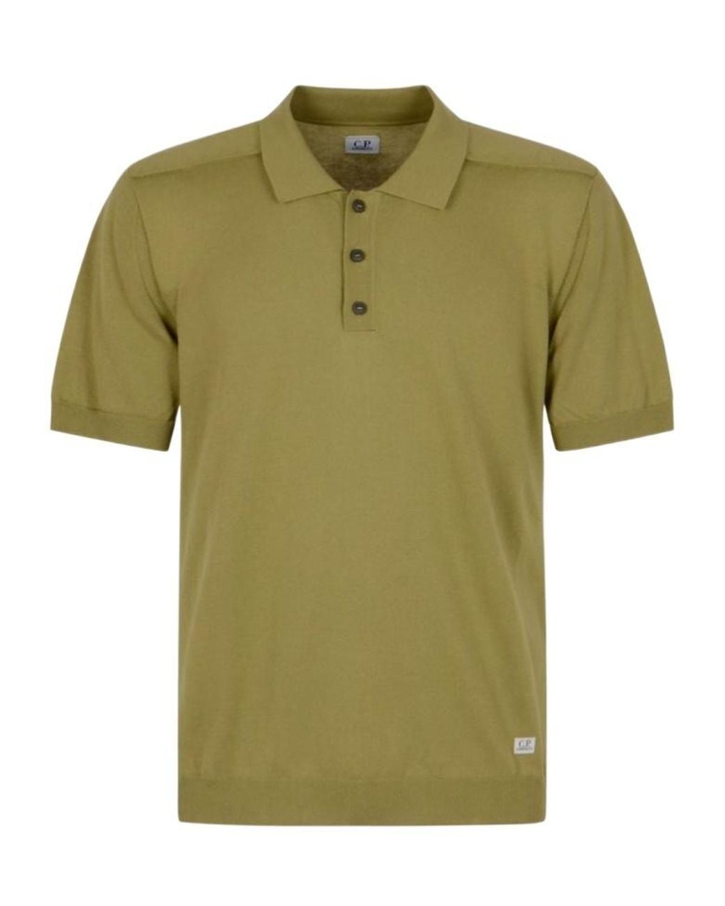 C P Company Green Logo Patch Polo Shirt for men