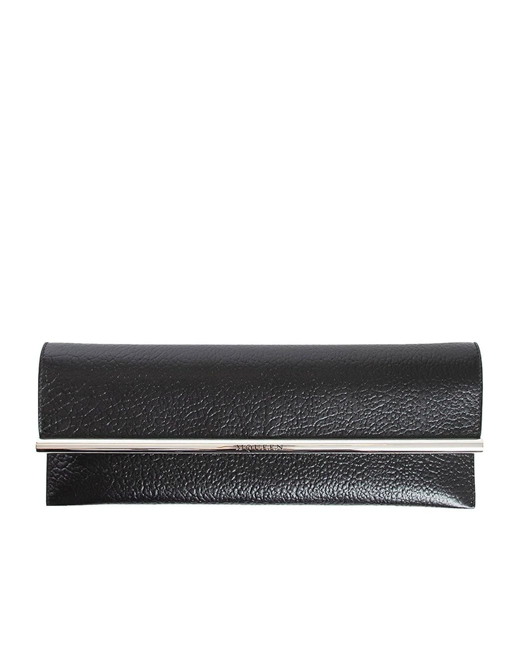McQueen Black Cross-B Long Clutch Bag