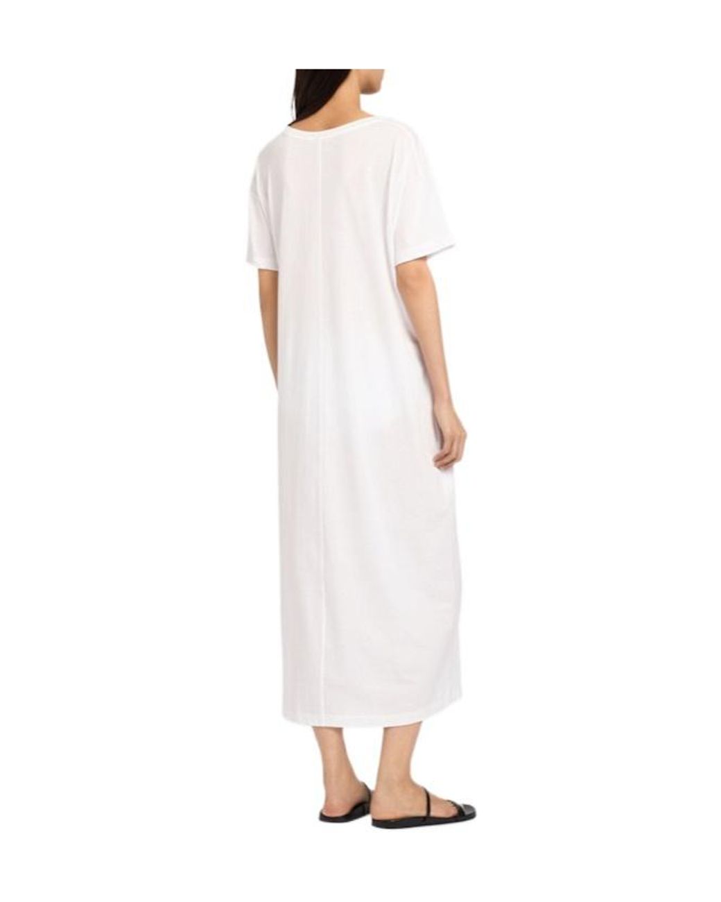 The Row White Rakira Short Sleeve Cotton Midi Dress