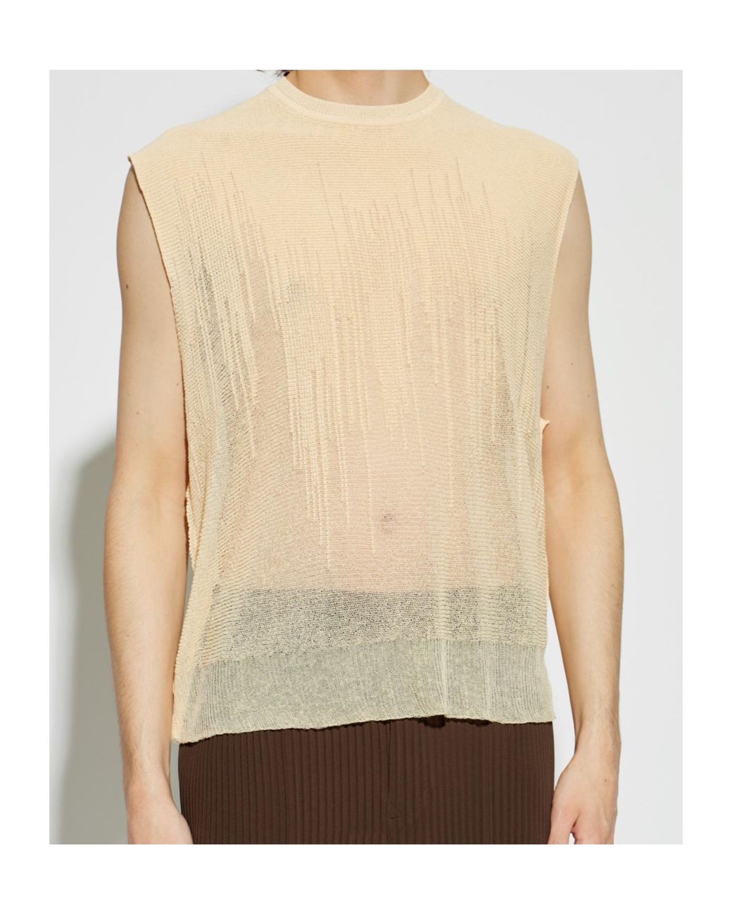 Homme Plissé Issey Miyake Natural Brush Close-Up Round-Neck Top for men