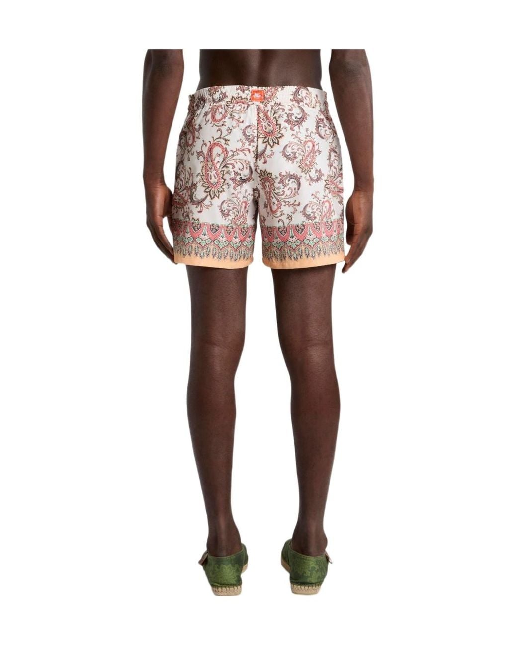 Etro Red Paisley Printed Roma Swim Trunks for men