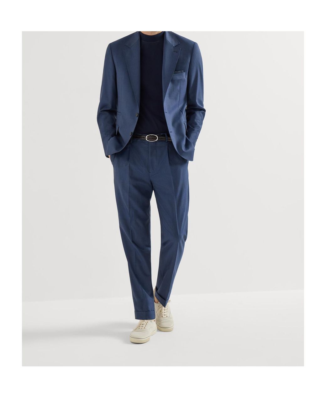 Brunello Cucinelli Blue Super 150S Virgin Wool Prince Of Wales Jacket for men