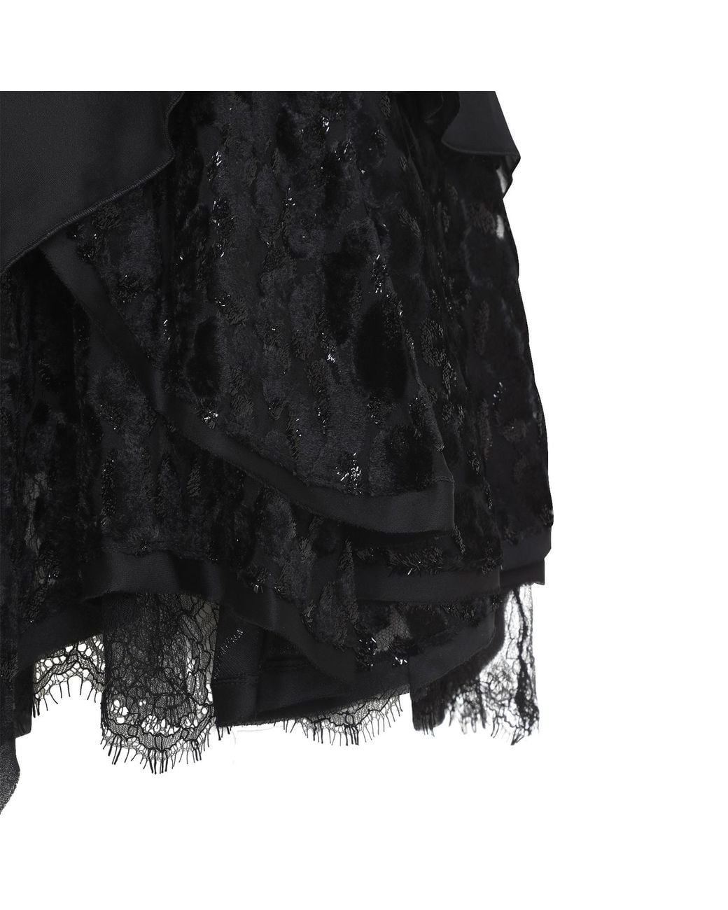 Roberto Cavalli Black Lace Trim Tiered Mini Dress