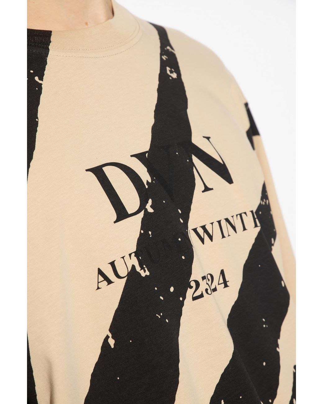Dries Van Noten Black Logo Printed Crewneck T-Shirt for men