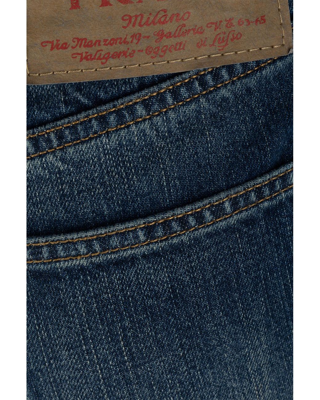 Prada Blue Low-Rise Tapered-Leg Jeans