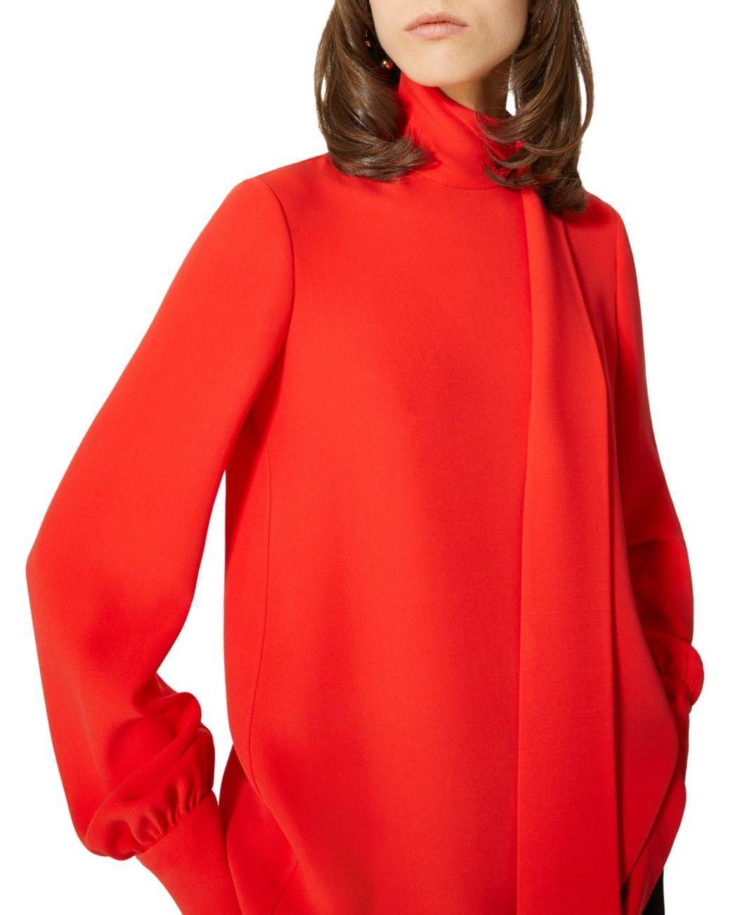 Valentino Red Neck-Tie Silk Blouse