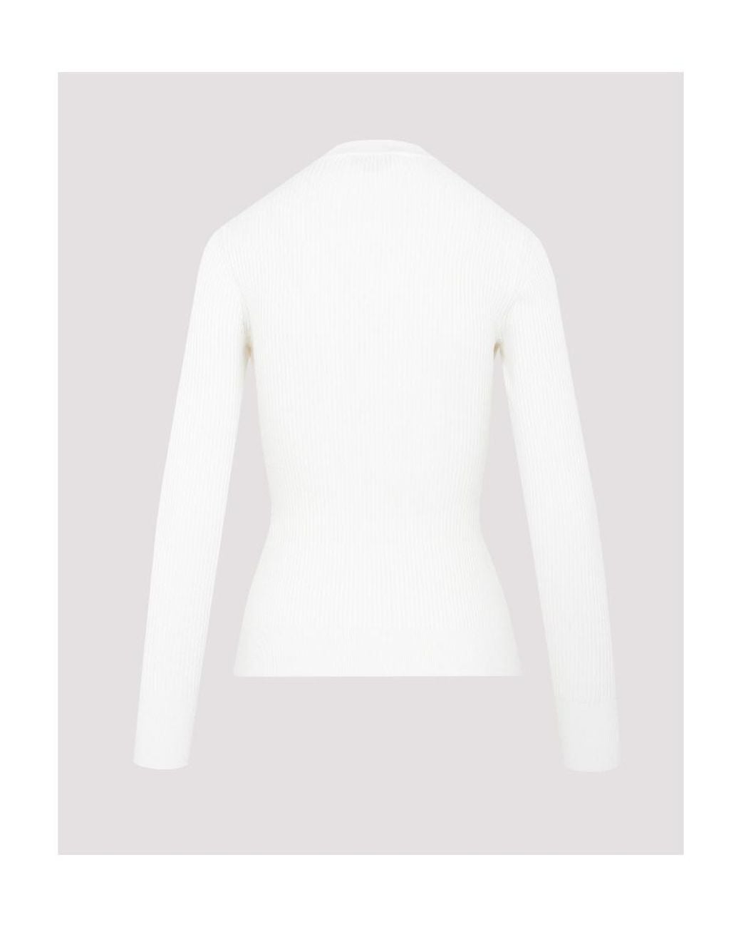 McQueen White Button Detailed Crewneck Top