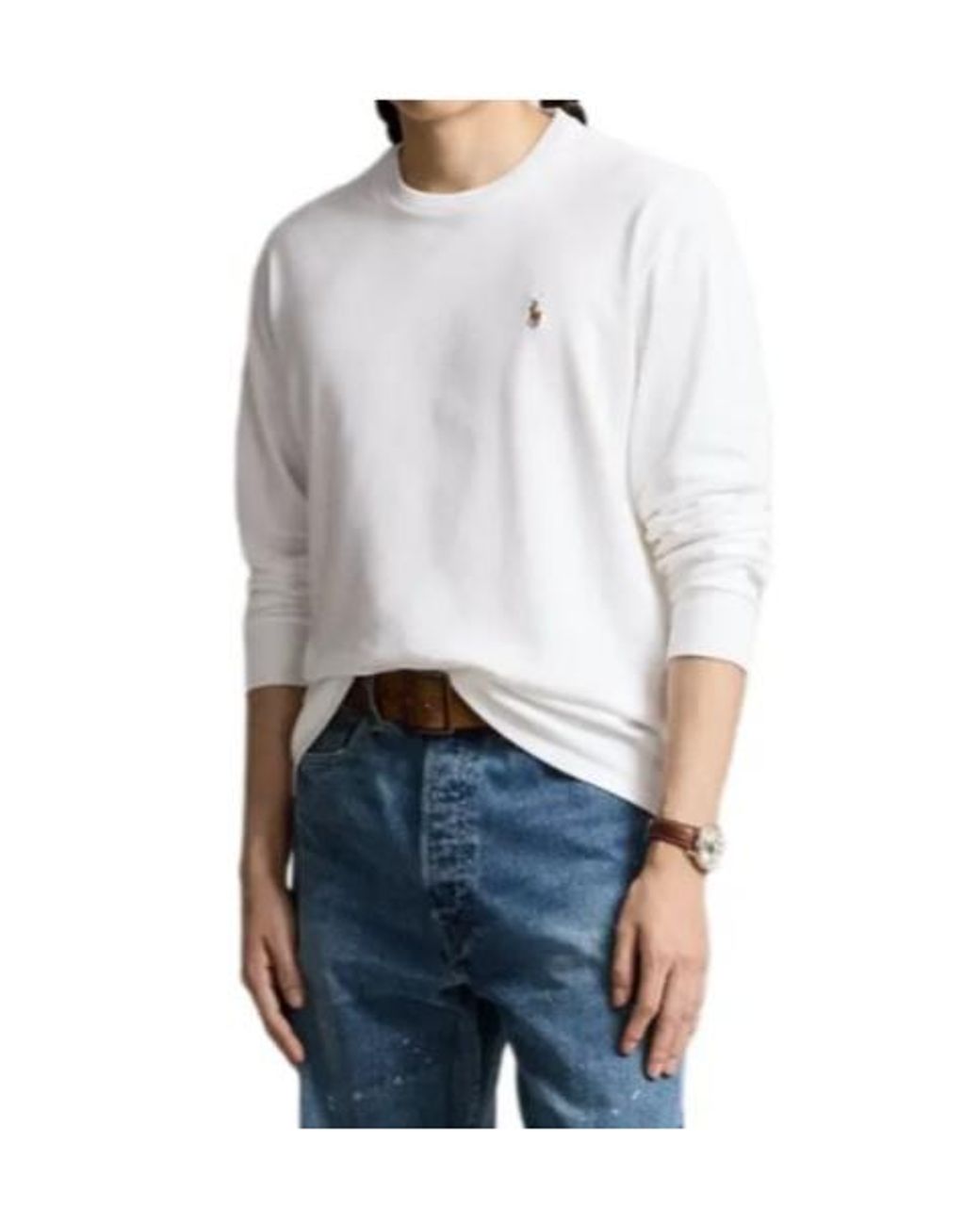 Polo Ralph Lauren White Logo-Embroidered Long-Sleeve T-Shirt for men
