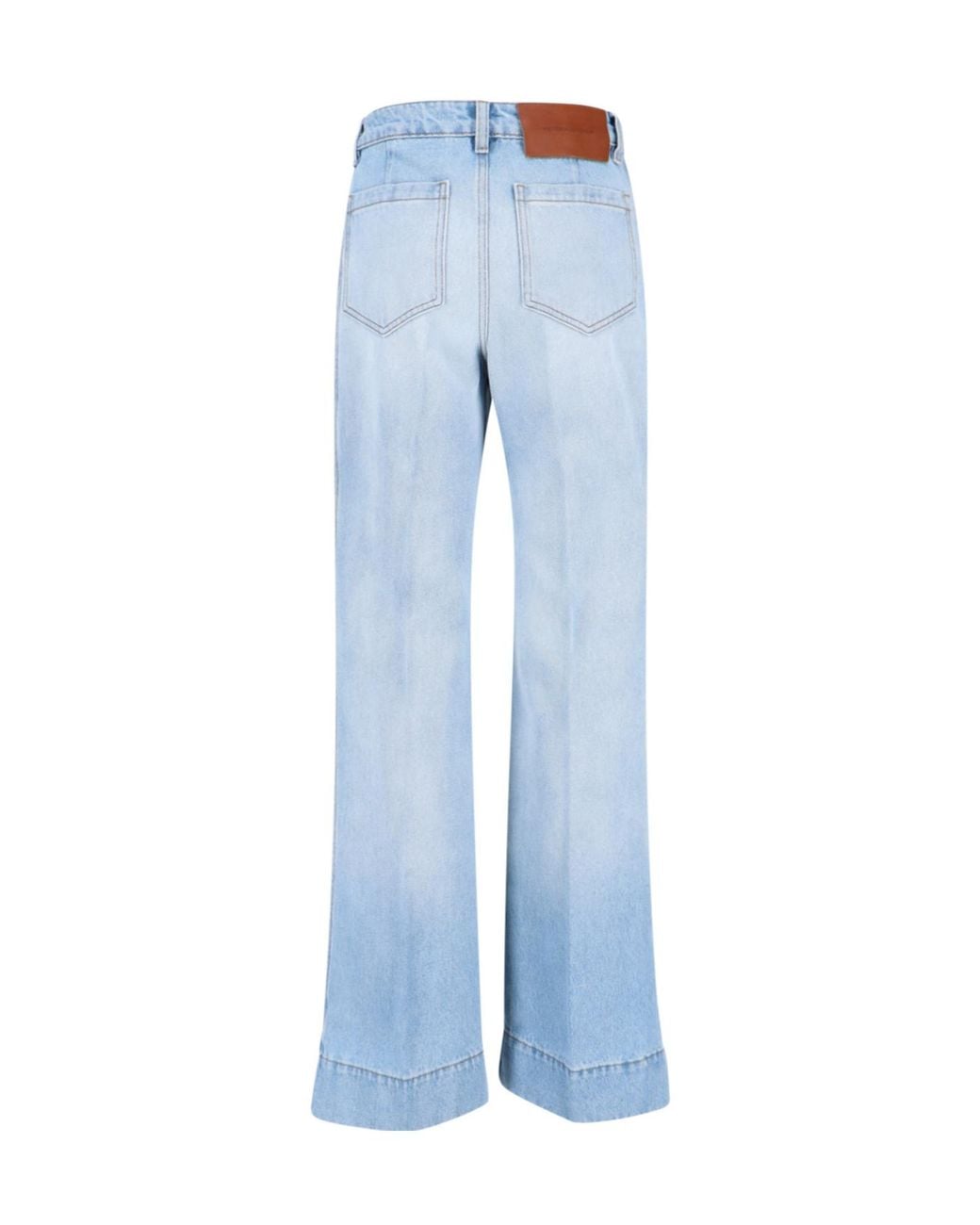 Victoria Beckham Blue Logo Patch Flared Jeans