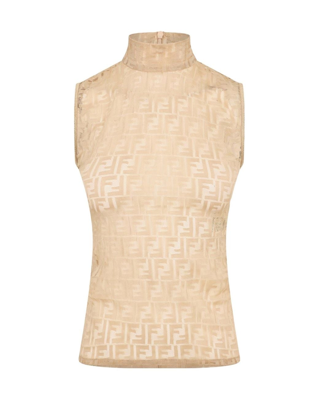 Fendi Natural High-Neck Top