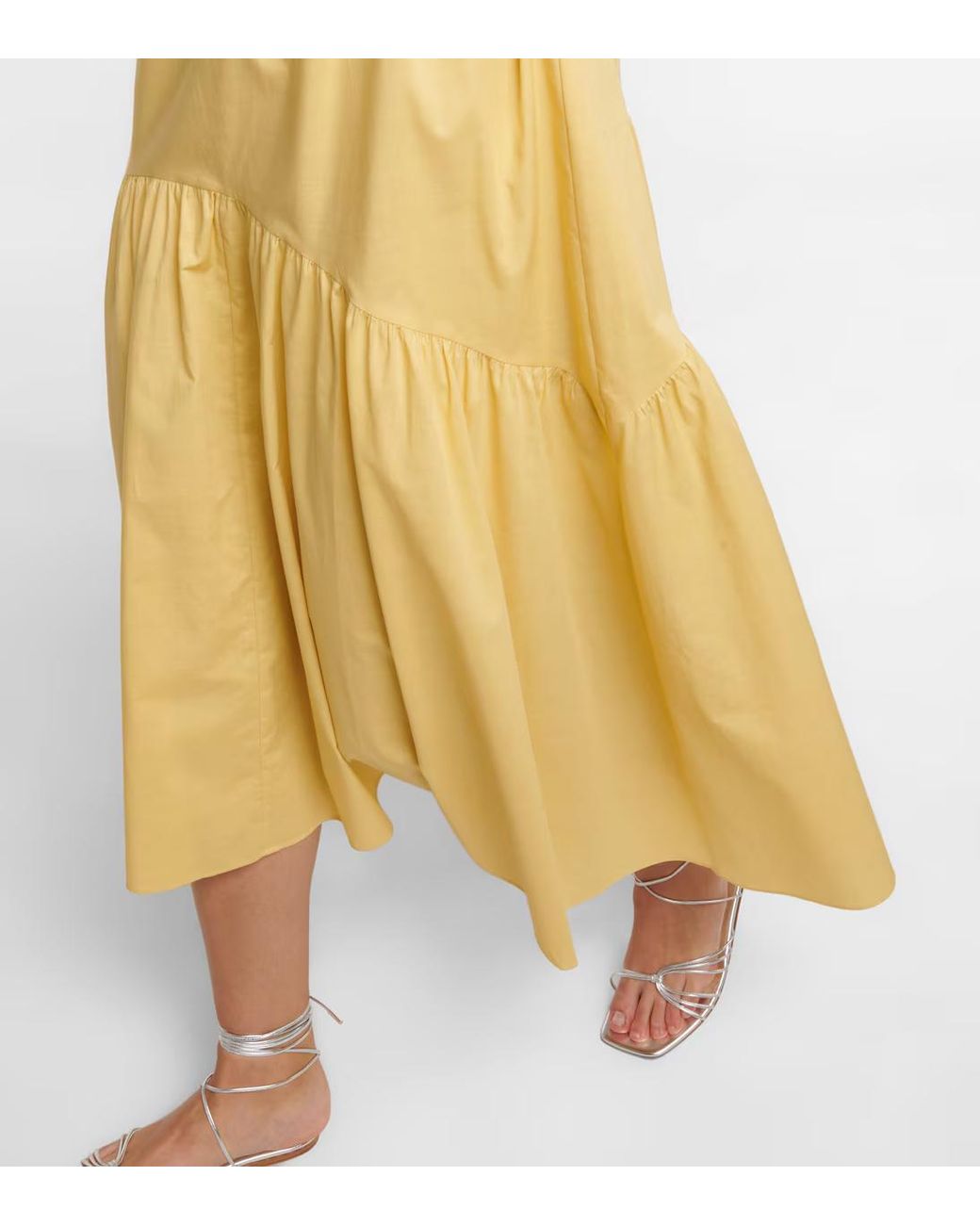 Vince Yellow Bubble Sleeve Midi Dress
