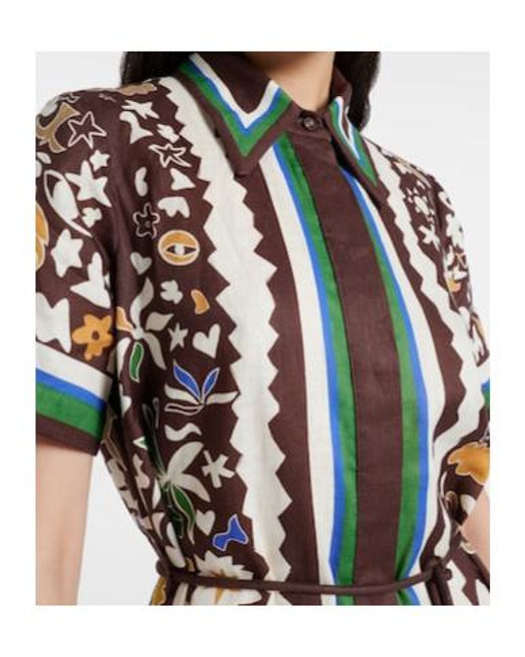 ALÉMAIS White Maroc Printed Linen Shirt Dress