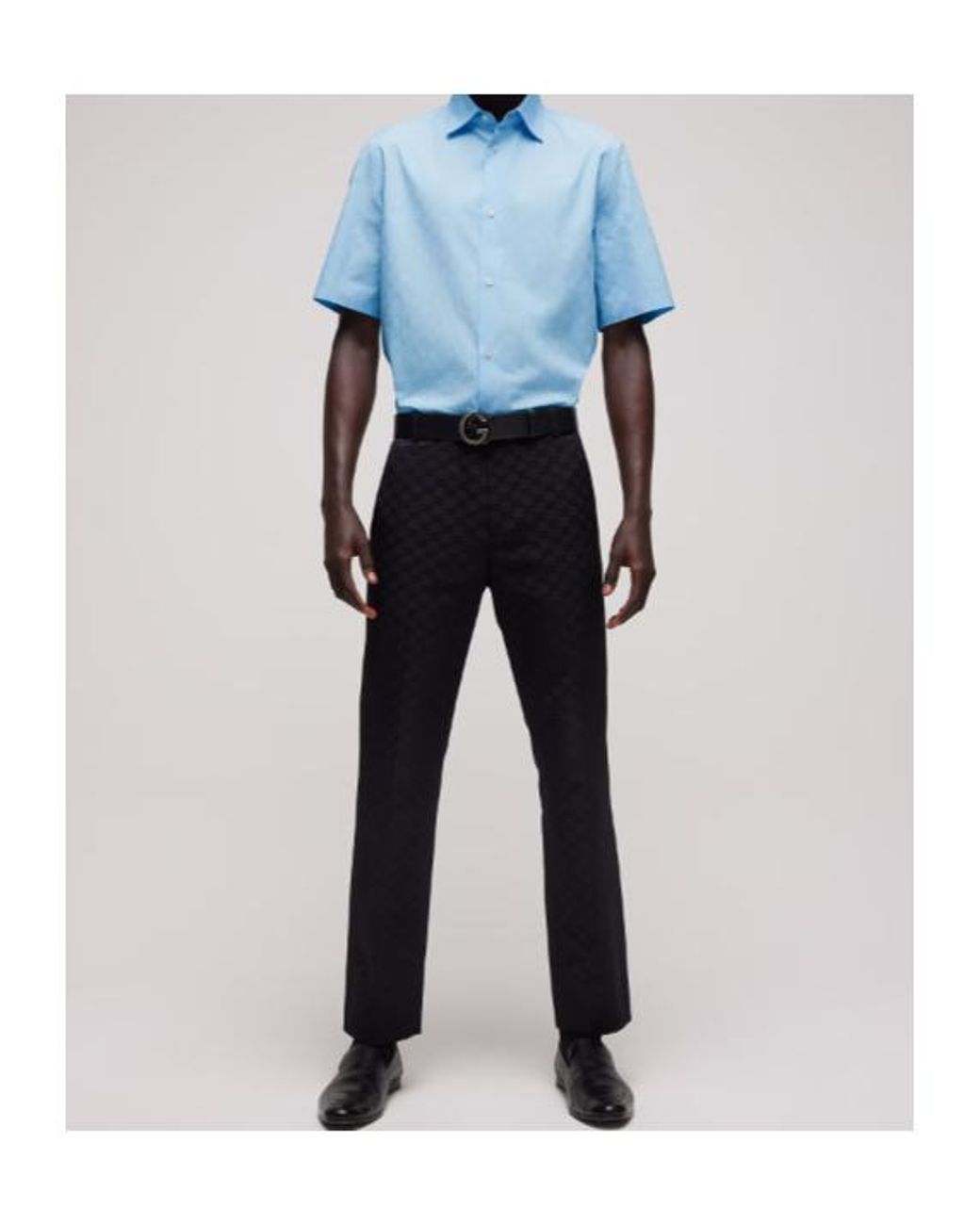 Gucci Blue Gg Cotton Poplin Shirt for men