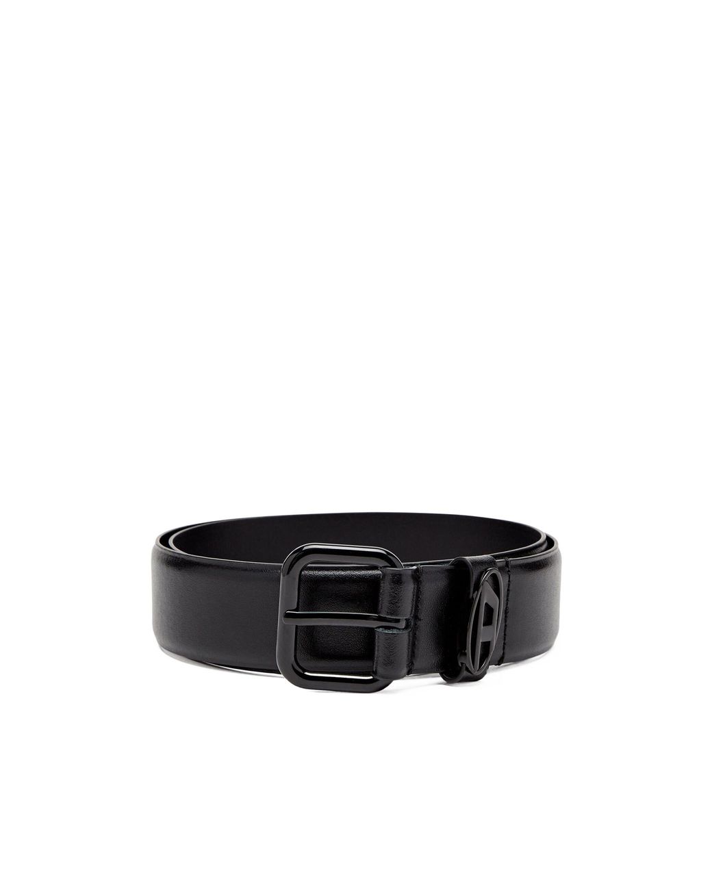 DIESEL Black B-1Dr Logo-Plaque Belt for men