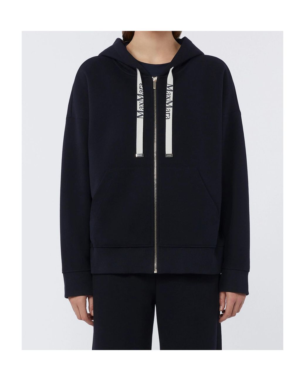 Max Mara Black Cotton-Blend Zip-Up Hoodie