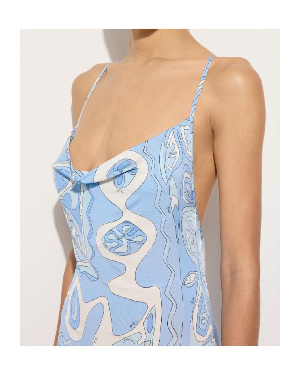Emilio Pucci Blue Pucci Angoli Printed Open Back Dress