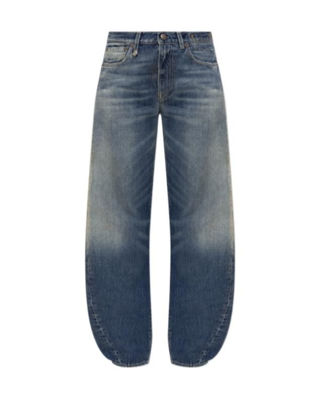 R13 Blue Faded Wide-Leg Jeans