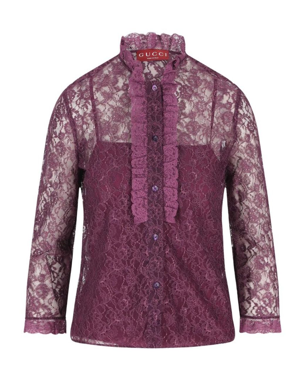 Gucci Purple Ruffled Lace Shirt