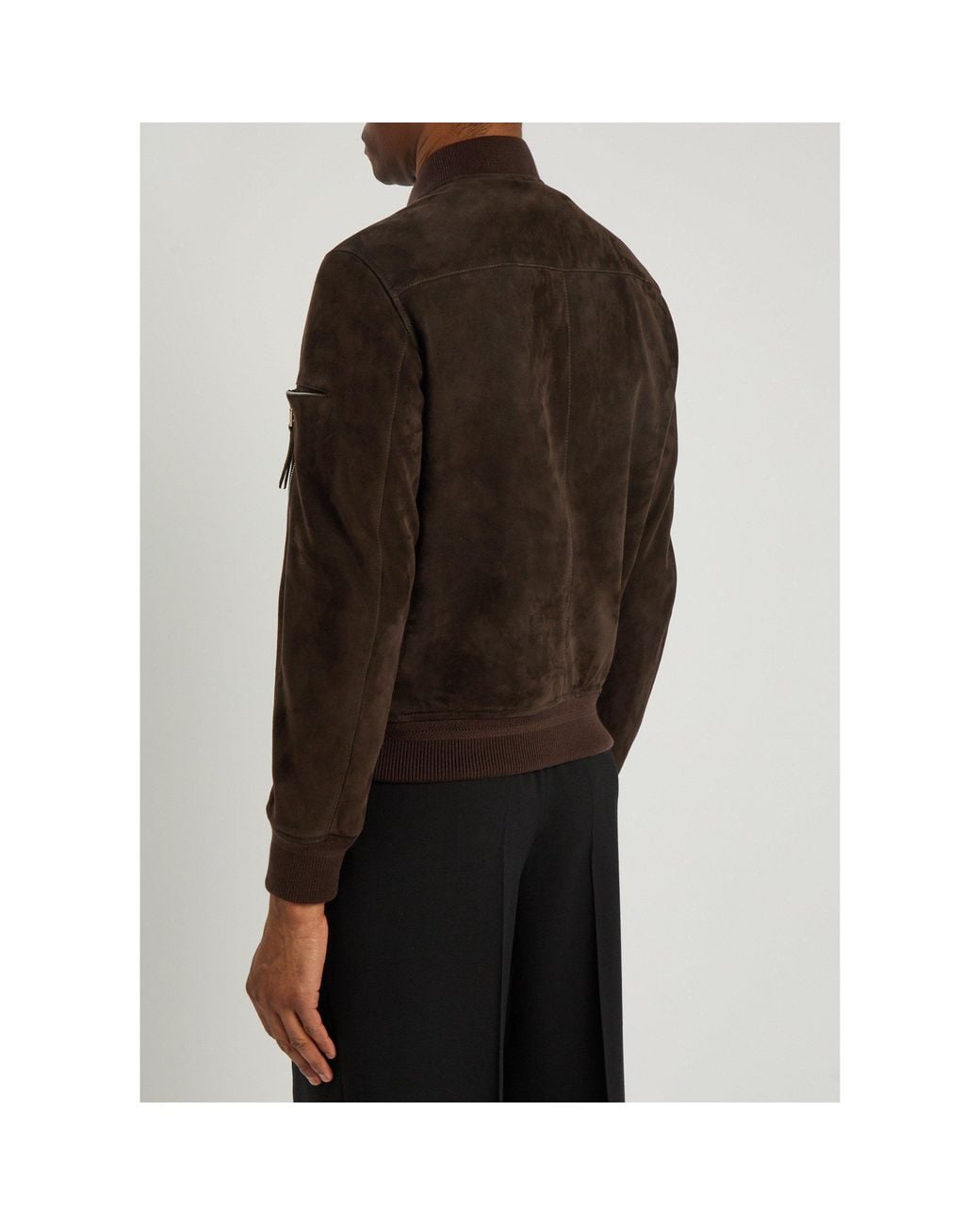 Tom Ford Black Stand-Collar Suede Pilot Jacket for men