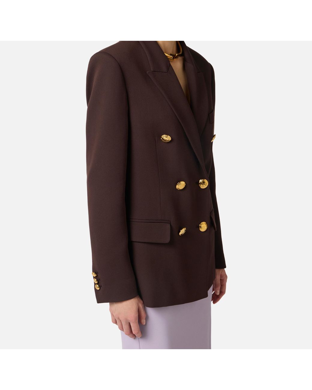 Elisabetta Franchi Blue Gabardine Double-Breasted Jacket
