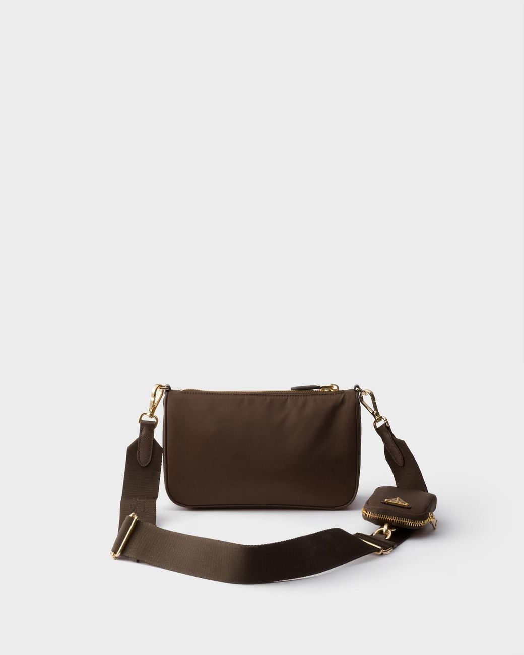 Prada Brown Re-Nylon And Saffiano Leather Mini Shoulder Bag