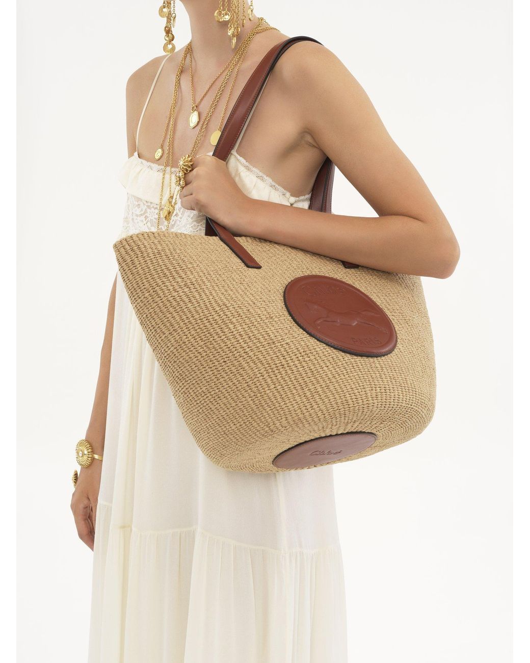 Chloé Brown Chloé Logo Detailed Large Tote Bag