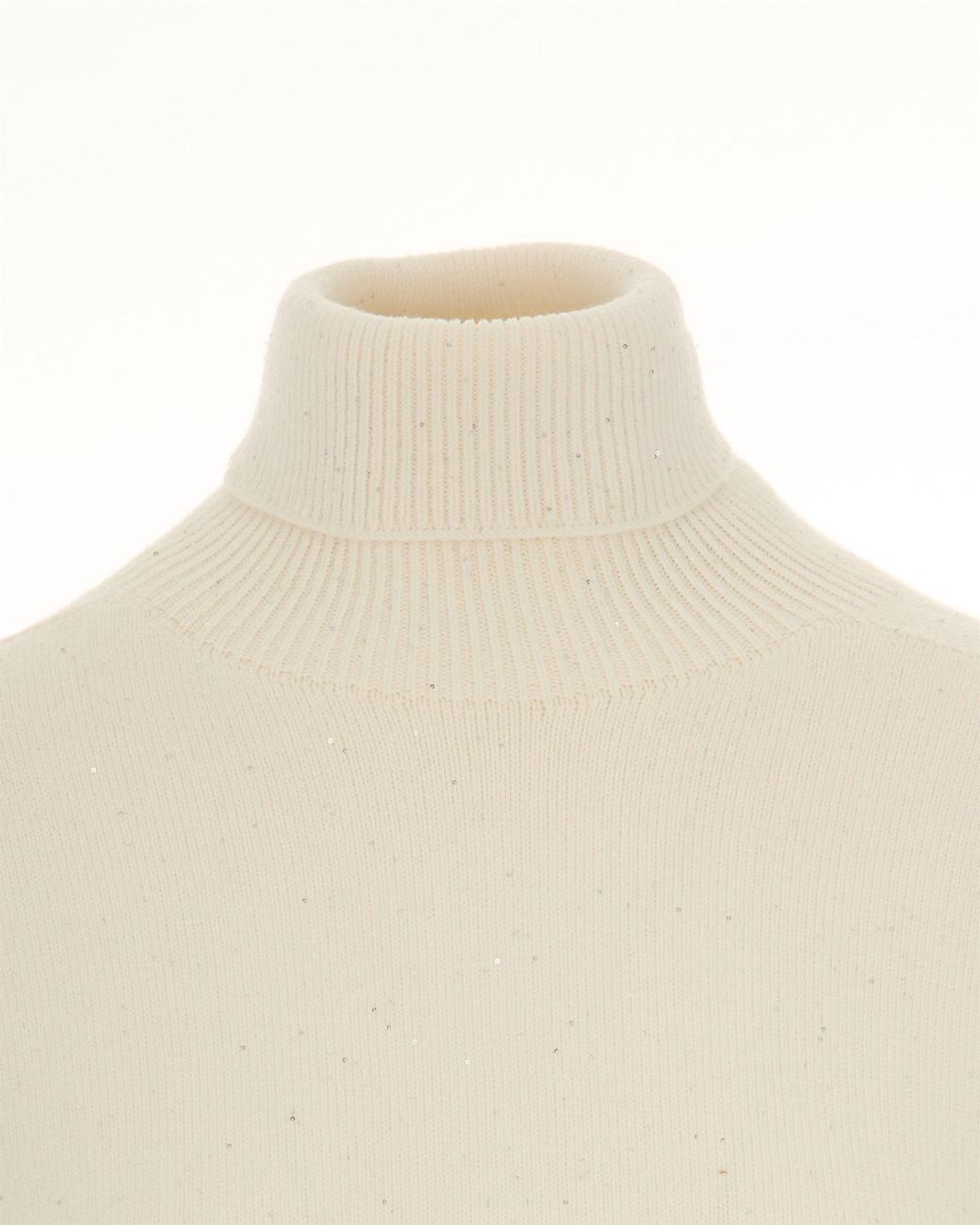 Liu Jo Natural Sequin Embellished Polo-Neck Jumper