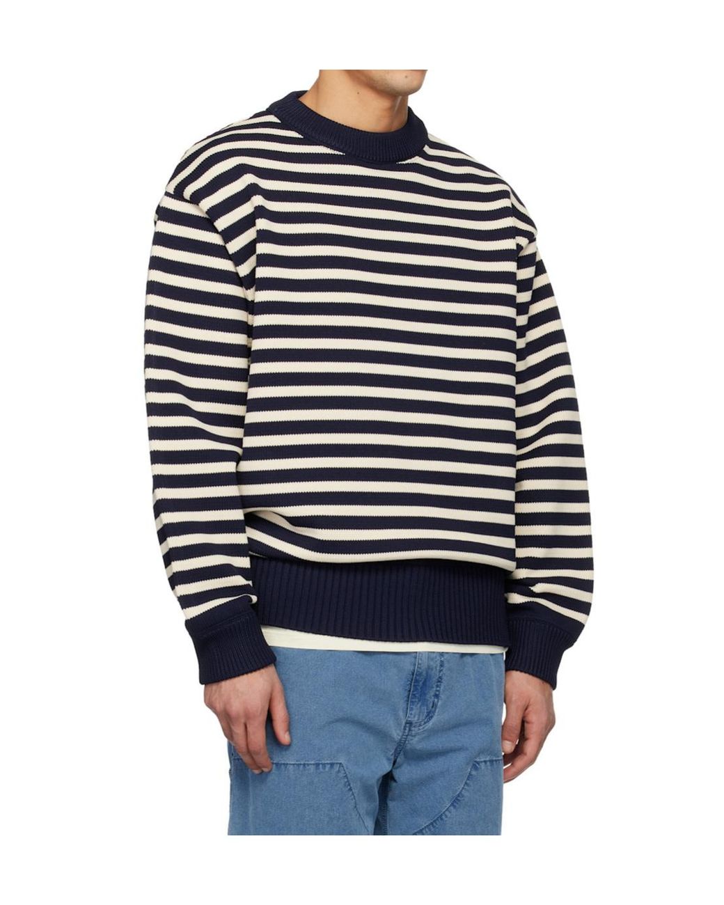 Nanamica Blue Striped Sweater for men