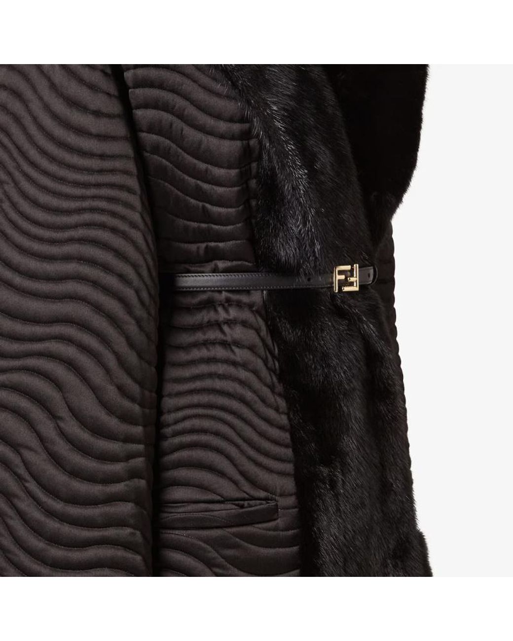 Fendi Black Satin And Mink Coat