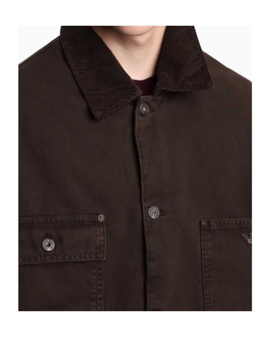 Emporio Armani Brown Patch Pocket Cotton Jacket for men