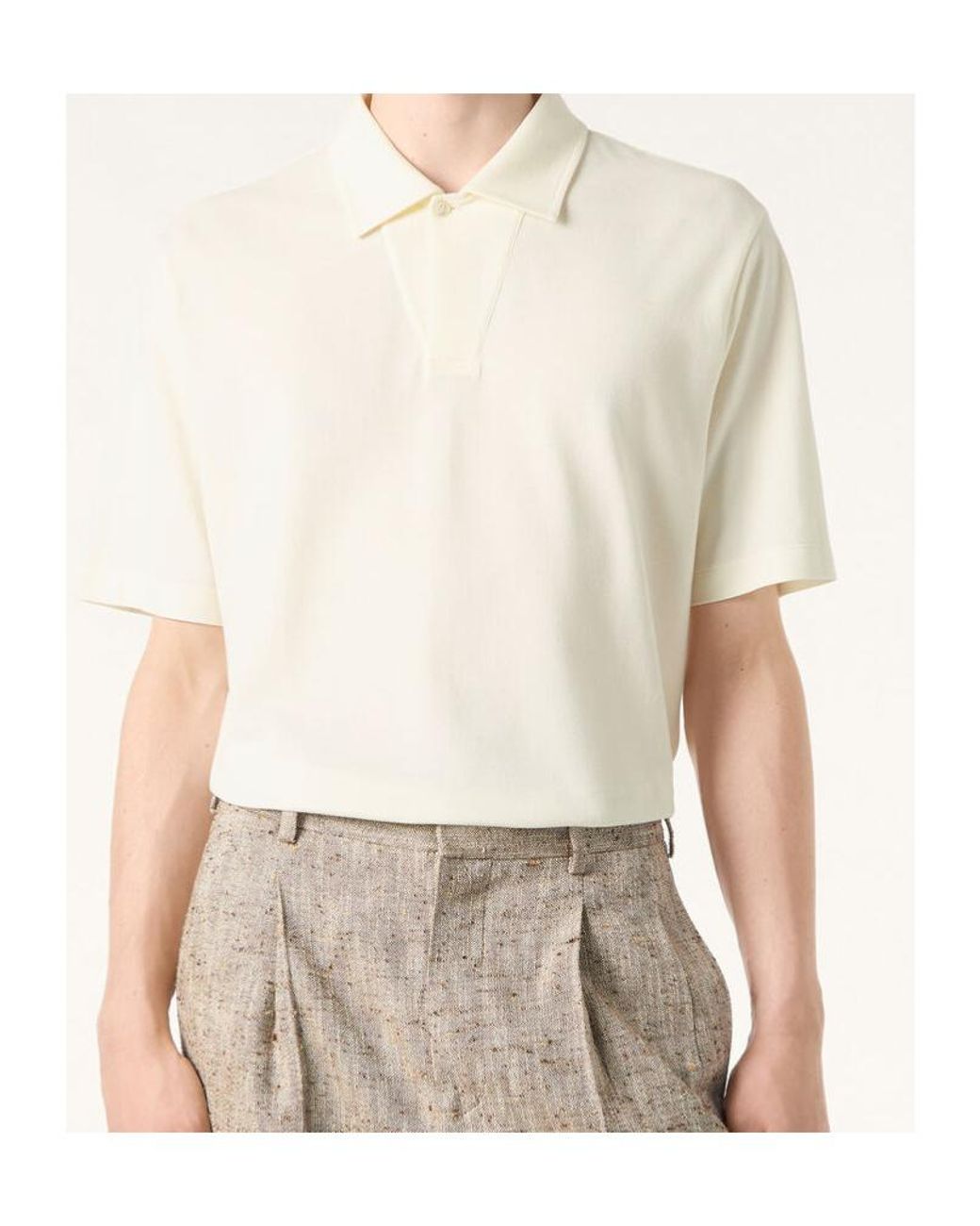 Loro Piana White Short-Sleeved Polo Shirt for men