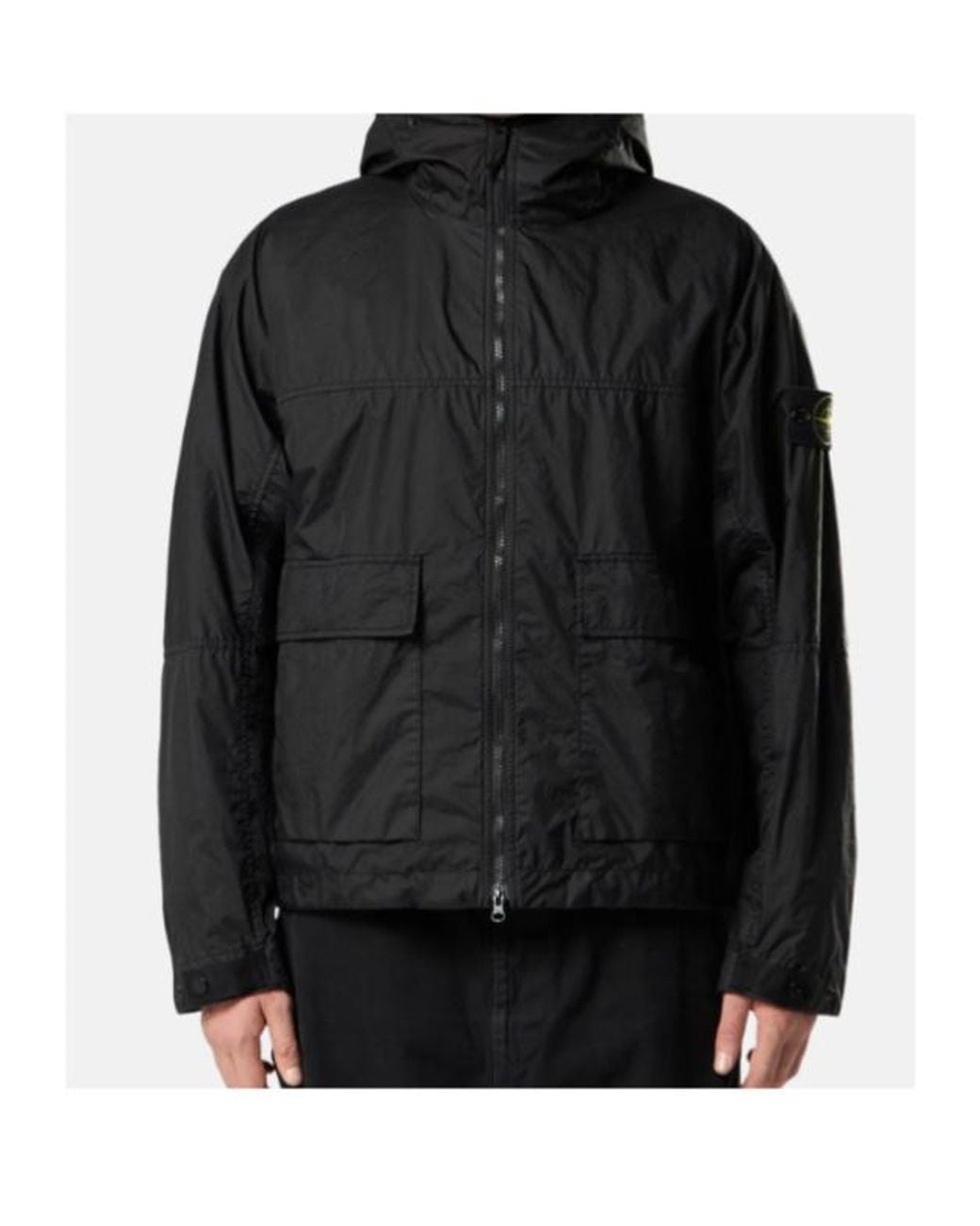 Stone Island Black Short Parka Hooded Jacket for men